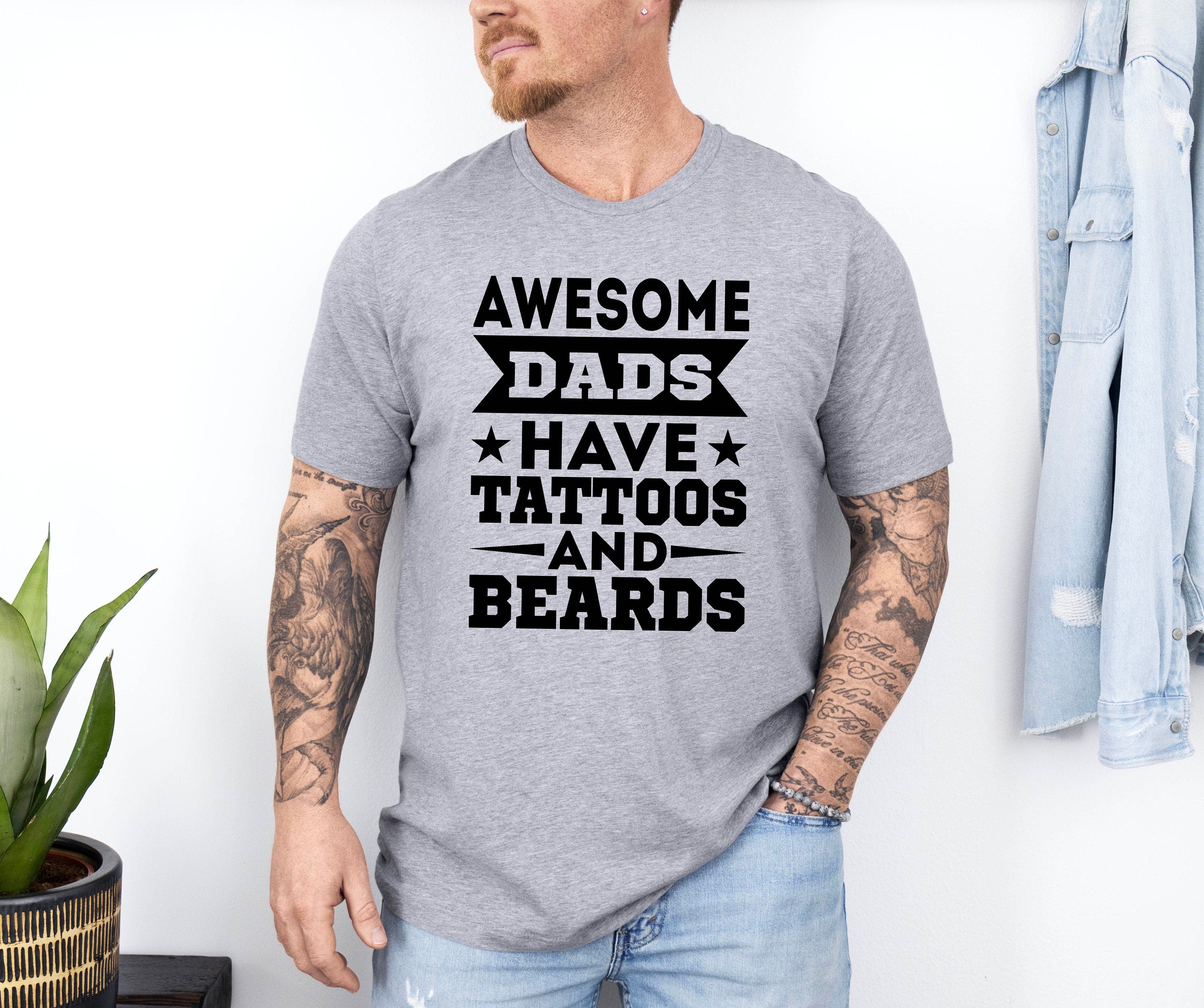 Awesome Dads Have Tattos And Beards Shirt, Father's Day Shirt, Gift For Daddy Tee, Gift For Daddy Shirt, New Father Gift, Dad Tee, Classic Unisex T-Shirt, Gifts For Men Him, Short Sleeve Tee Shirt, Unique Gifts For Men, Gifts For Birthday Fathers Day